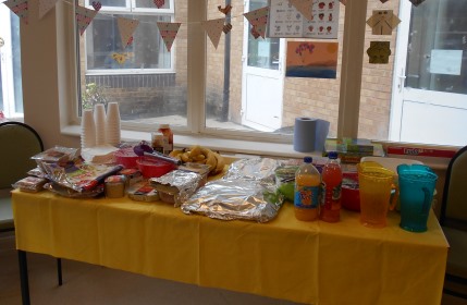 Plans for an outdoor picnic were halted by the weather so the picnic came inside instead!