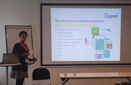 Cygnet's Rosalyn Mloyi presenting on restrictive practice at the conference in Denmark