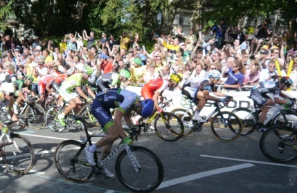 The Tour de France passing the entrance to Cygnet Hospital Harrogate