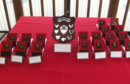 The trophy shields waiting to be collected by the individual and ward winners