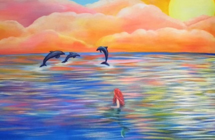 Close up of part of the New Dawn lounge mural