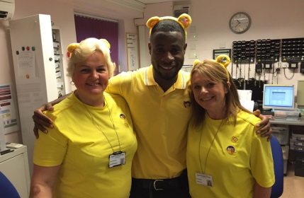 The reception team in Children in Need attire