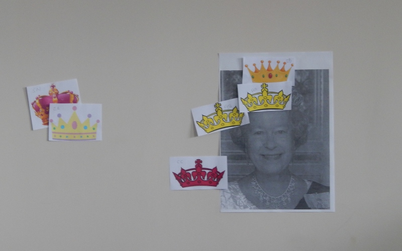 The results of the 'Pin the Crown to the Queen' game