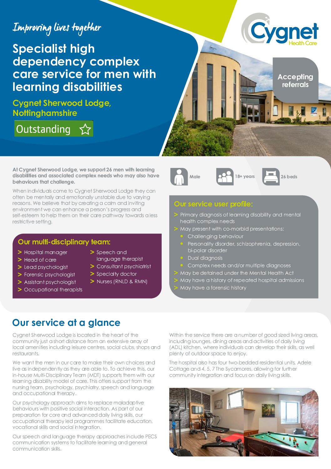 Download the Cygnet Sherwood Lodge flyer PDF