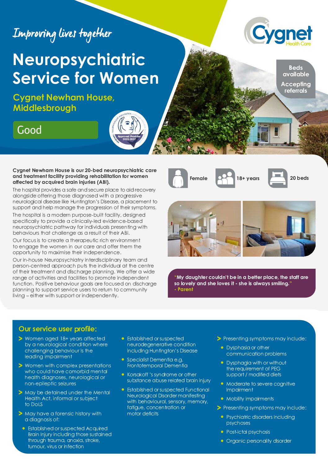 Download the Cygnet Newham House flyer PDF