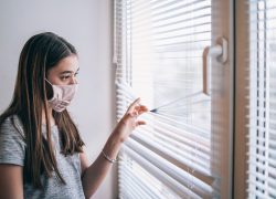 Girl in isolation at home during virus