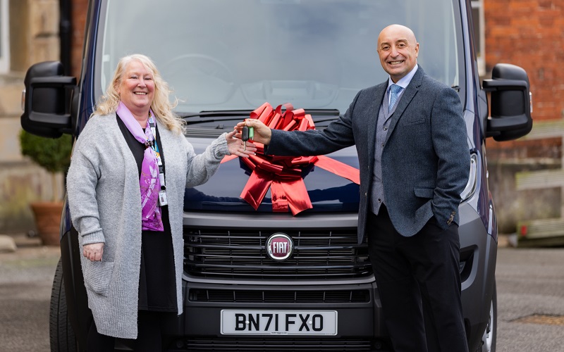 Dr Tony Romero and Karen Lynskey with Tabley House Nursing Home's new minibus