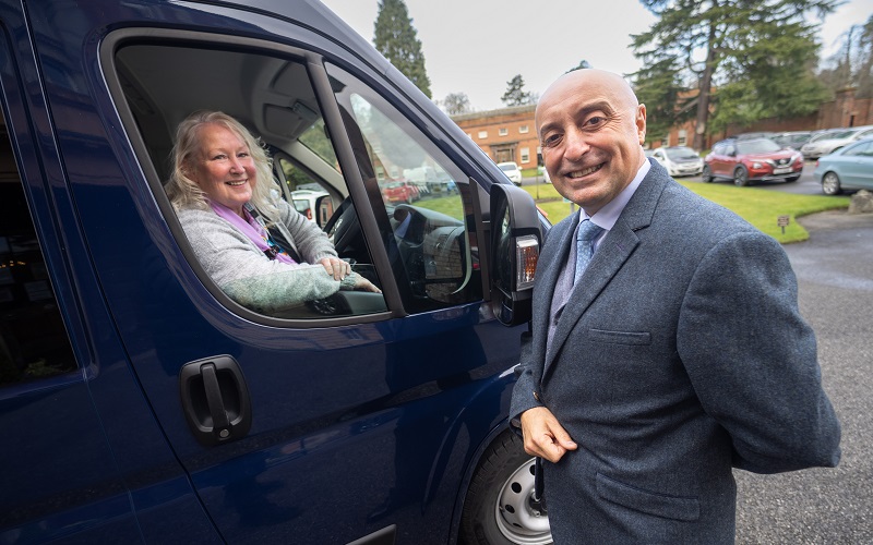 Dr Tony Romero and Karen Lynskey with Tabley House Nursing Home's new minibus