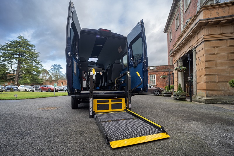 A rear shot of the new minibus