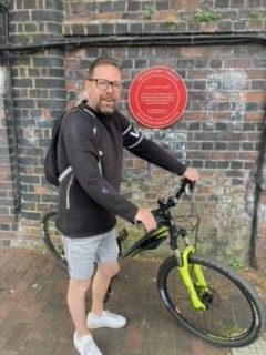 Jason on his bike in Birmingham