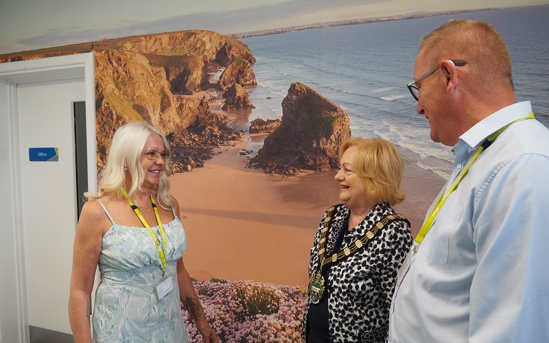 Hospital manager Jackie Ewington and Operations Director Ricky Holland giving a tour of Cygnet Maple House to Cllr Debbie Mason, the Mayor of Rushcliffe 