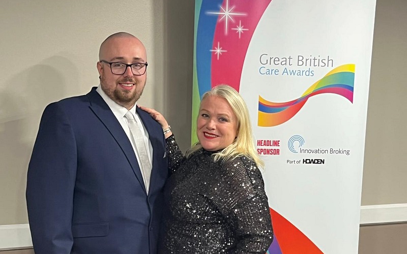 Natalie Neeson (Manager) and Joshua Barnard (Deputy Manager) at The Great British Care Awards