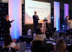Marcus Trescothick on the stage of the 2023 Cygnet Staff Achievement Awards