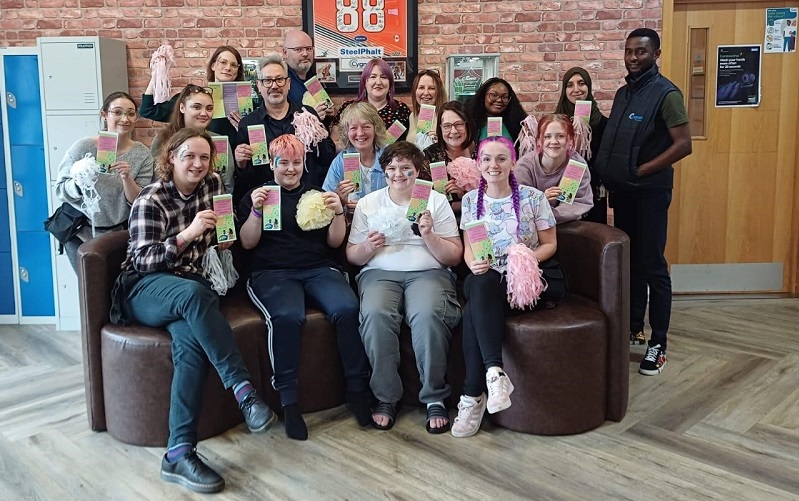 The team and young people at Cygnet Hospital Sheffield with their Young Carers leaflet