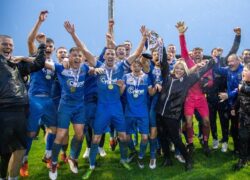 The Mold Alex FC team celebrating their win