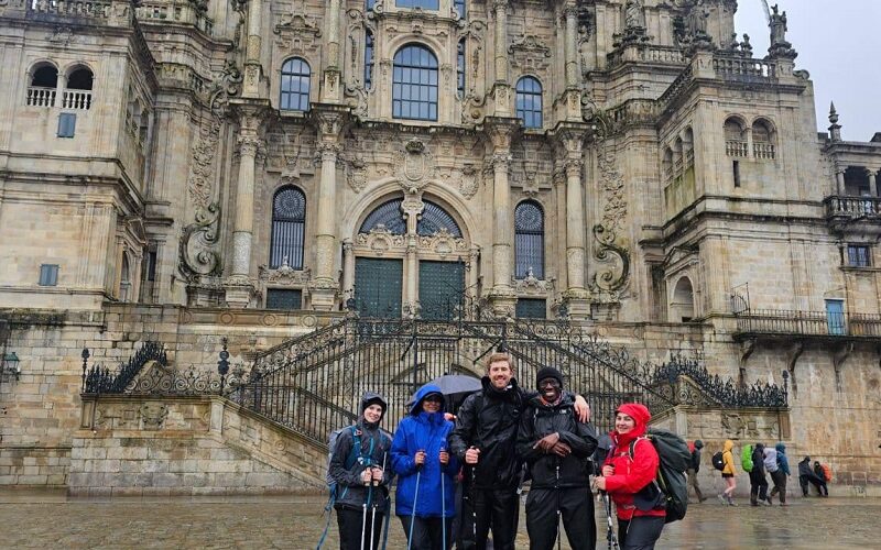 The team arrive at Santiago de Compostela's majestic Baroque Cathedral