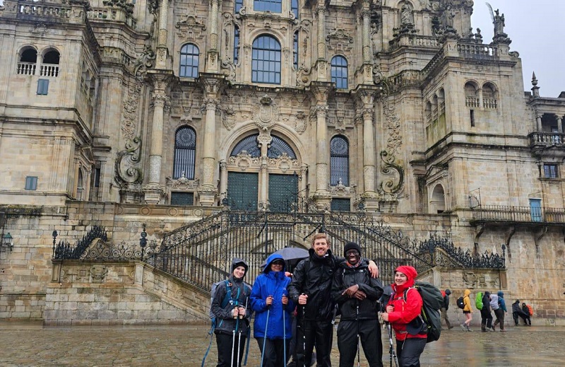 The team arrive at Santiago de Compostela's majestic Baroque Cathedral