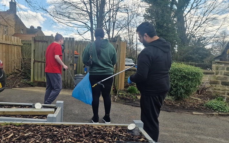 Residents and staff from Langdale House litterpicking