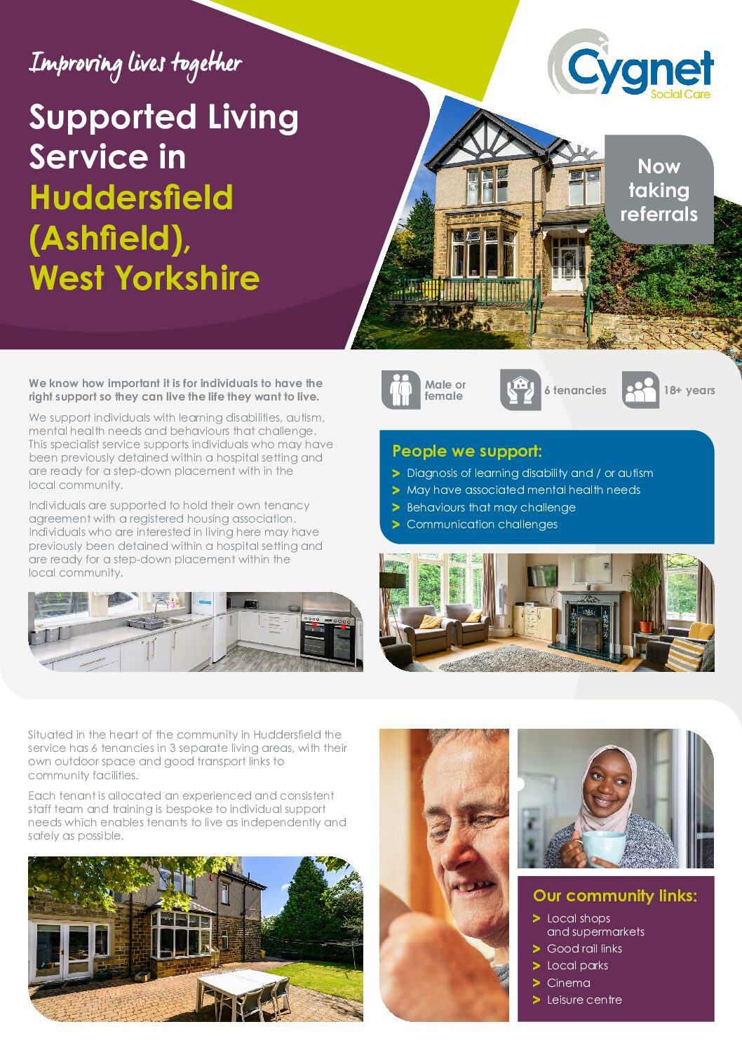 Download Supporting Living in Huddersfield (Ashfield) flyer PDF