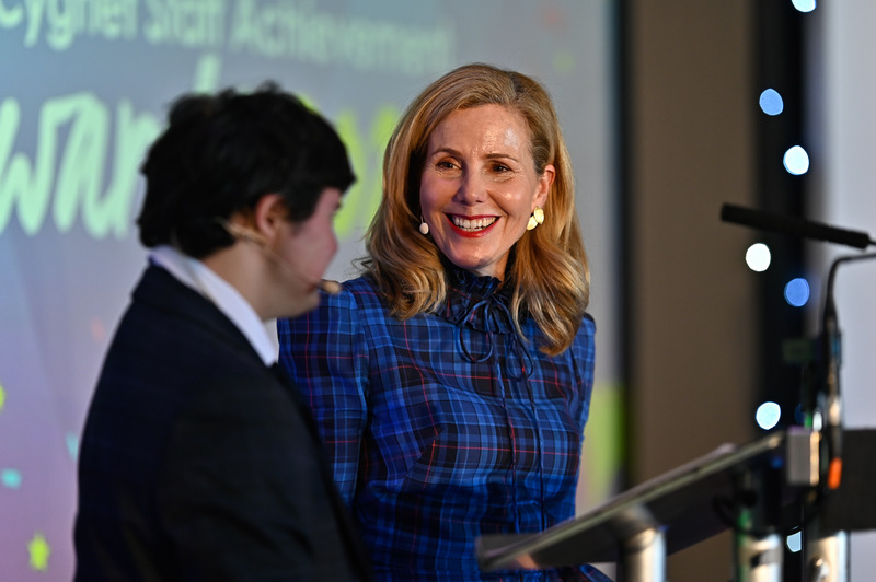 Sally Phillips and her son
