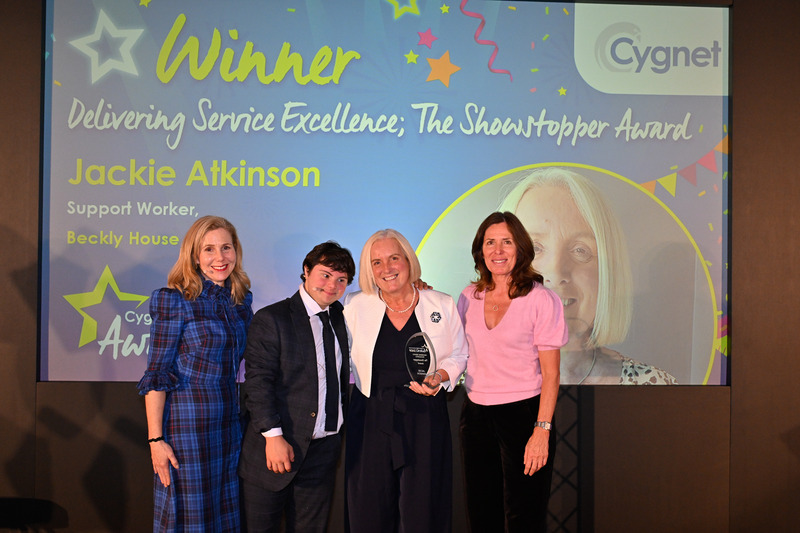 Jackie accepting her award