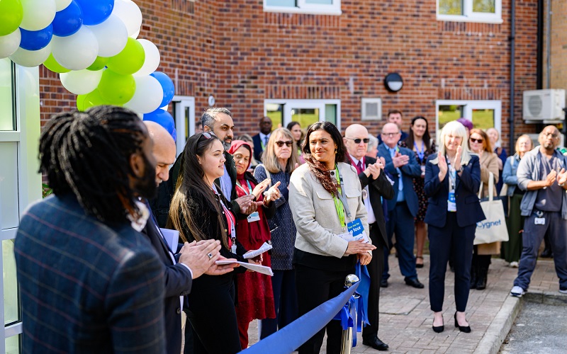 Mia giving a speech at the opening