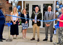 Councillor Alan Abernethy, Mayor of Heanor and Loscoe cuts the ribbon at the opening of Cygnet Elowen Hospital