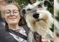 The patient Emily and her assistance dog Ella