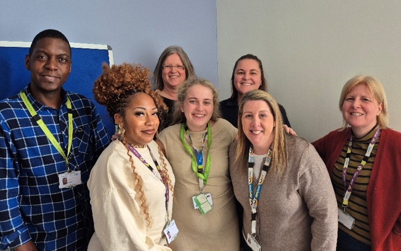 Left to right back row Innocent Mudingo Jutta Neumann Perri Osborne Left to right front row: Rebecca Odubonojo Tina Stevens Saskia Hills Helen Whitehead 