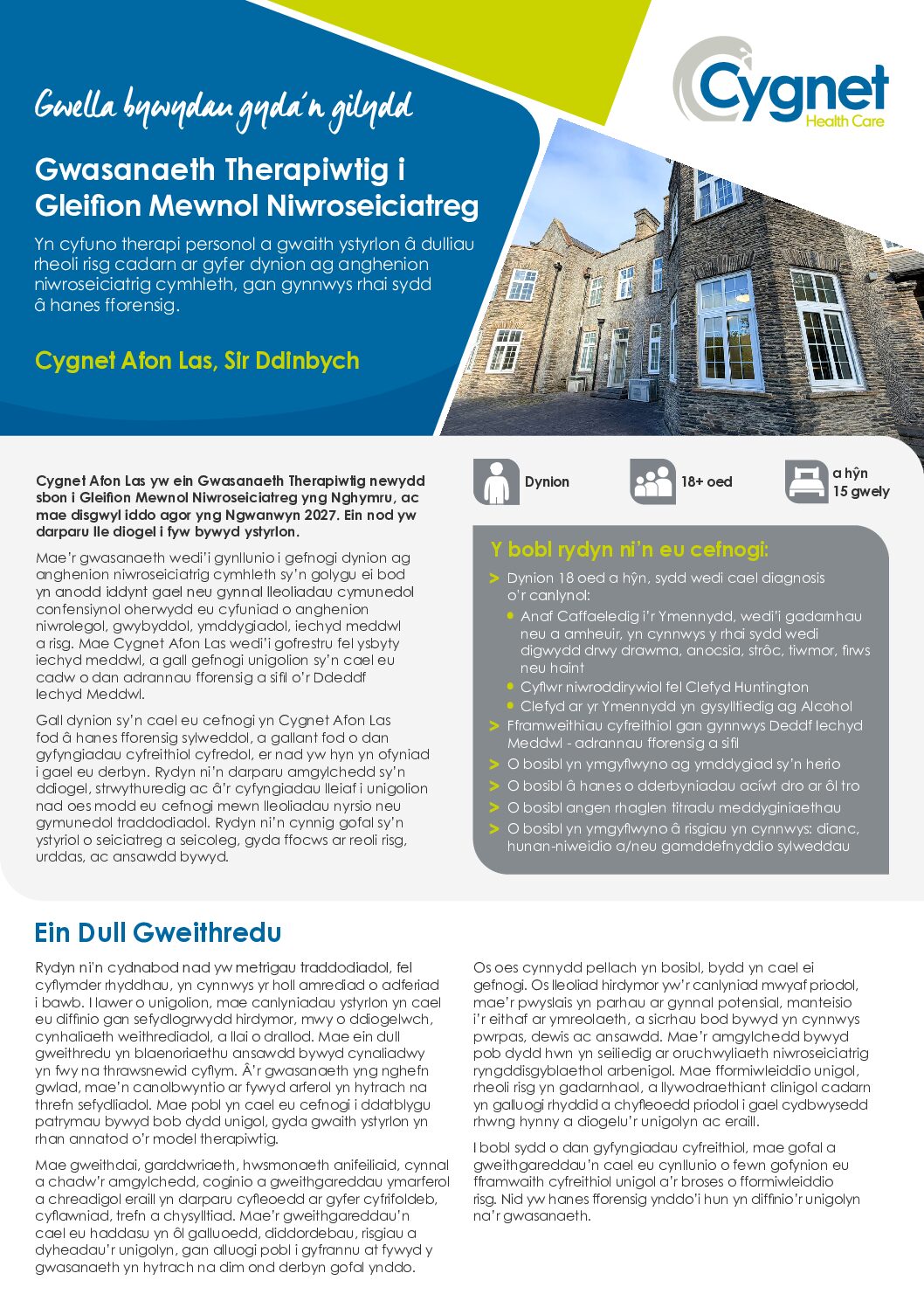 Download the Cygnet Afon Las flyer – Cymraeg PDF
